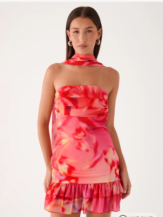 Peppermayo Dresses & Skirts - Peppermayo Manon Blushing Blossom Scarf Mini Dress - Pink & Coral Watercolor